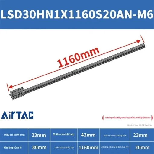 Thanh trượt tiêu chuẩn LSD30HN1X1160S20AN-M6 - Ảnh 2