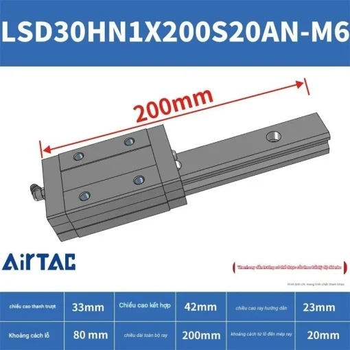 Thanh trượt tiêu chuẩn LSD30HN1X200S20AN-M6 - Ảnh 2