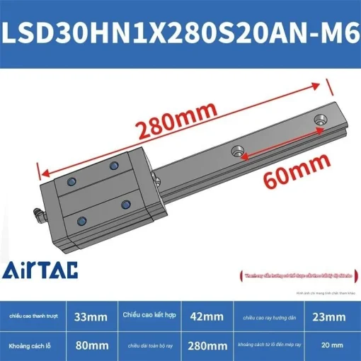 Thanh trượt tiêu chuẩn LSD30HN1X280S20AN-M6 - Ảnh 2