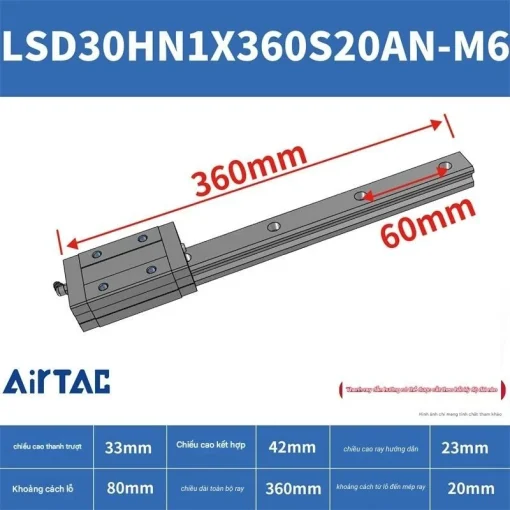 Thanh trượt tiêu chuẩn LSD30HN1X360S20AN-M6 - Ảnh 2