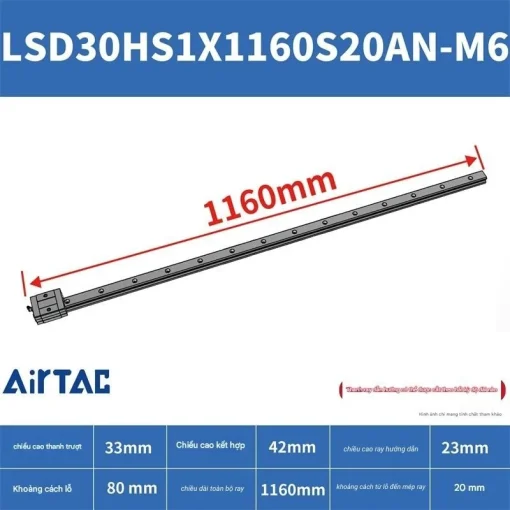 Thanh trượt ngắn LSD30HS1X1160S20AN-M6 - Ảnh 2