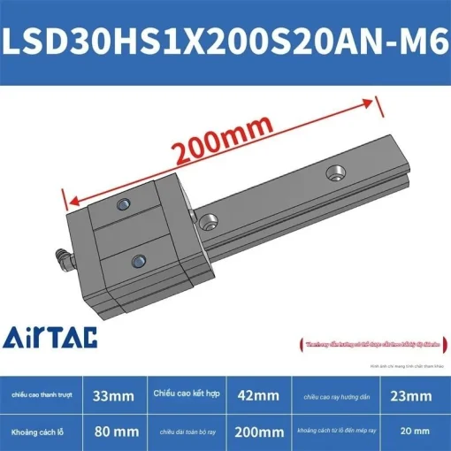 Thanh trượt ngắn LSD30HS1X200S20AN-M6 - Ảnh 2