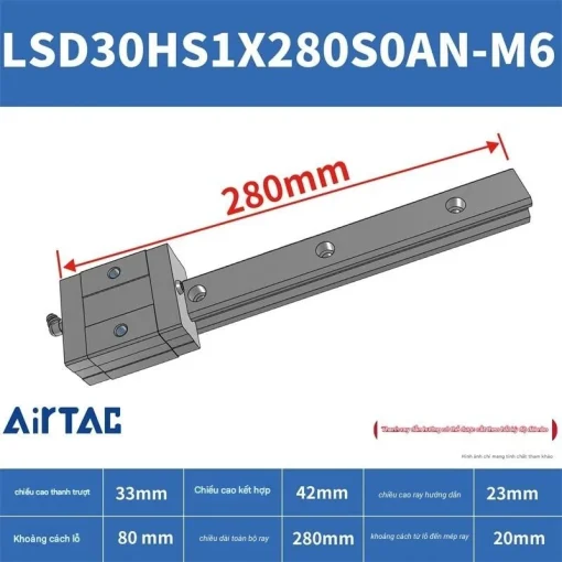 Thanh trượt ngắn LSD30HS1X280S20AN-M6 - Ảnh 2