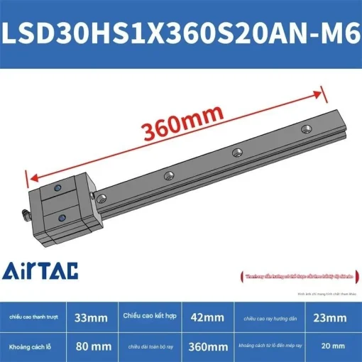 Thanh trượt ngắn LSD30HS1X360S20AN-M6 - Ảnh 2