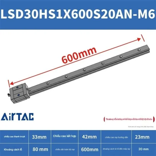 Thanh trượt ngắn LSD30HS1X600S20AN-M6 - Ảnh 2