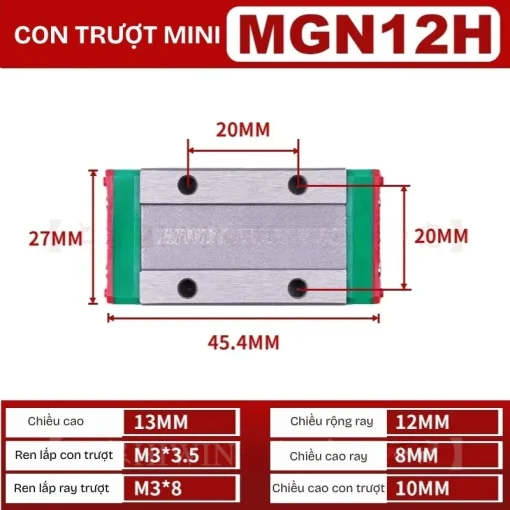 Thanh trượt đơn MGN12H (thép hợp kim) - Ảnh 2