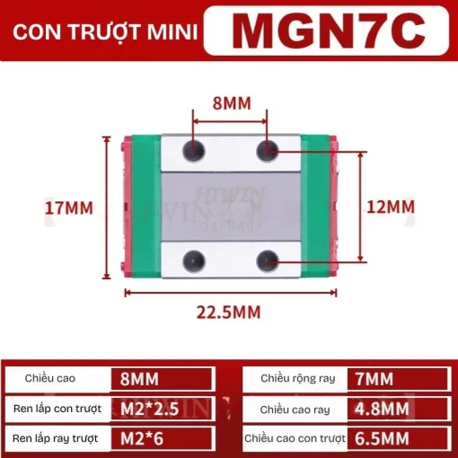 Thanh trượt đơn MGN7C (thép hợp kim) - Ảnh 2