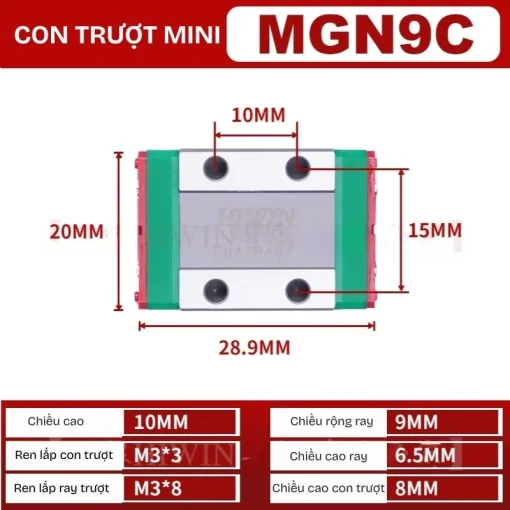Thanh trượt đơn MGN9C (thép hợp kim) - Ảnh 2