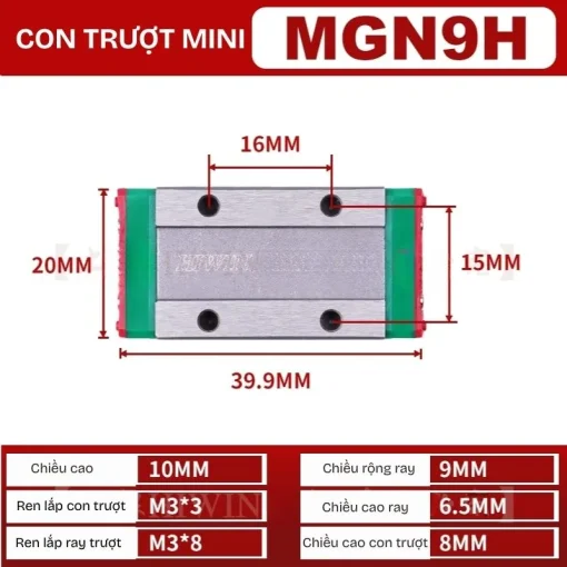 Thanh trượt đơn MGN9H (thép hợp kim) - Ảnh 2