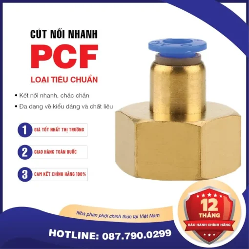 PCF04 01 Nối nhanh thẳng ren trong Airtac (PCF04-01 Màu trắng)
