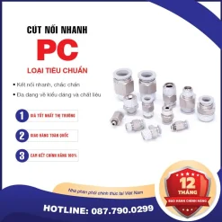PC10 01 Nối nhanh thẳng ren ngoài Airtac (PC10-01 Màu trắng)