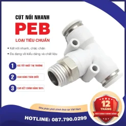 PEB04 M6 Nối nhanh tê ren ngoài Airtac (PEB04-M6 Màu trắng)